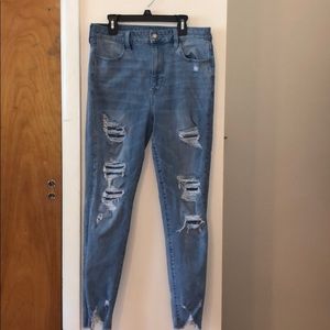 light blue ripped jeans